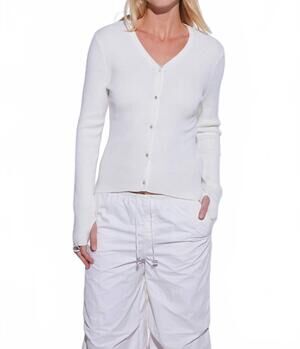 NEW COLORUSH tigness rib cardigan in off white